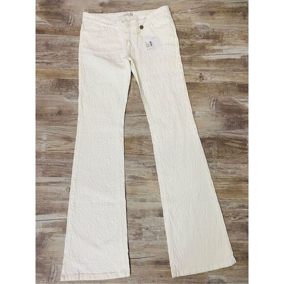 LIST Jeans Flared Paradise Pants Stretch White Women’s Italian44 USA14 - Picture 1 of 8